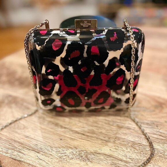 Valentino Minaudière Plexiglass Leopard Clutch - Picture 1 of 6